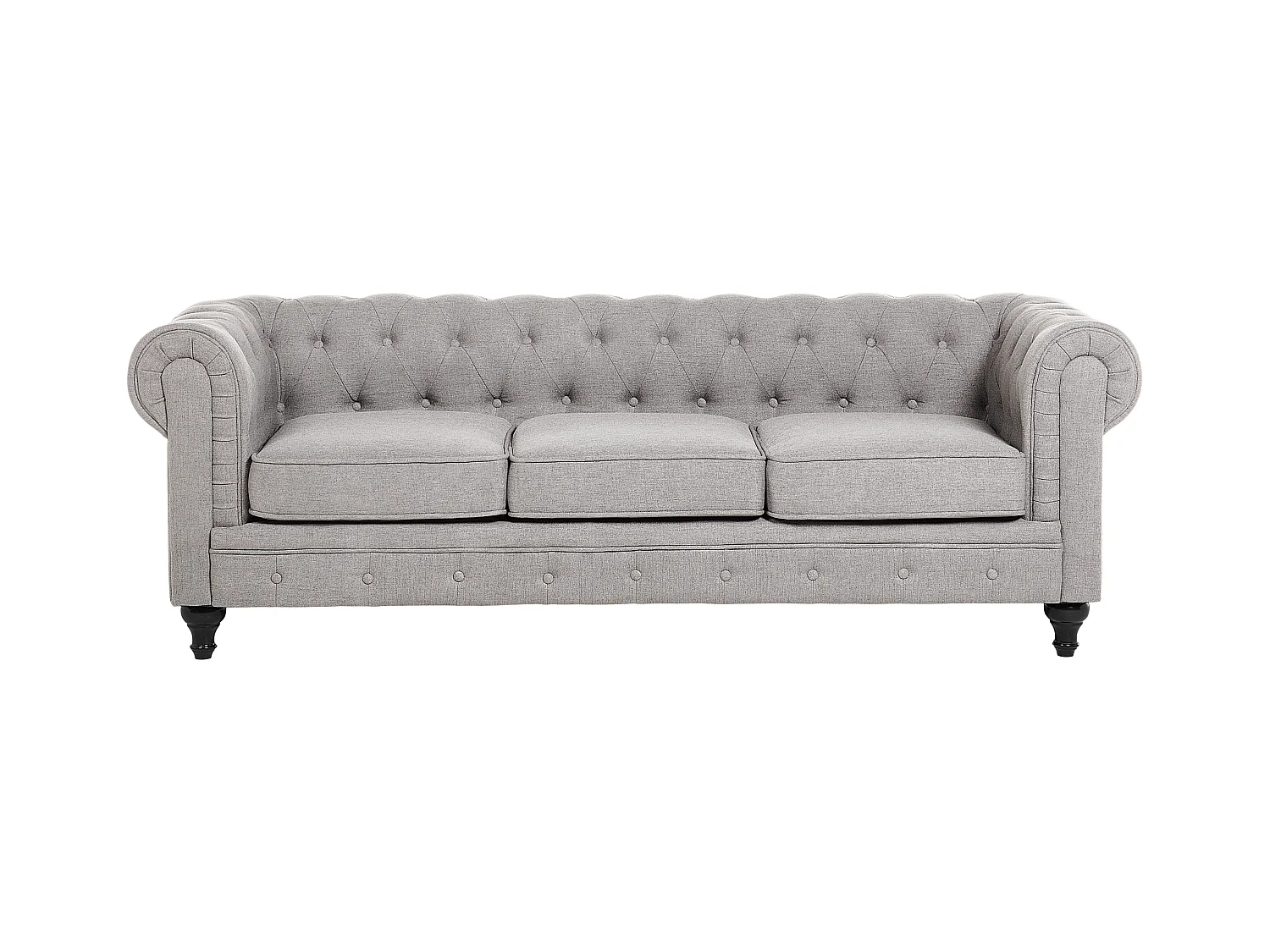 Canapé 3 places CHESTERFIELD Tissu Gris clair