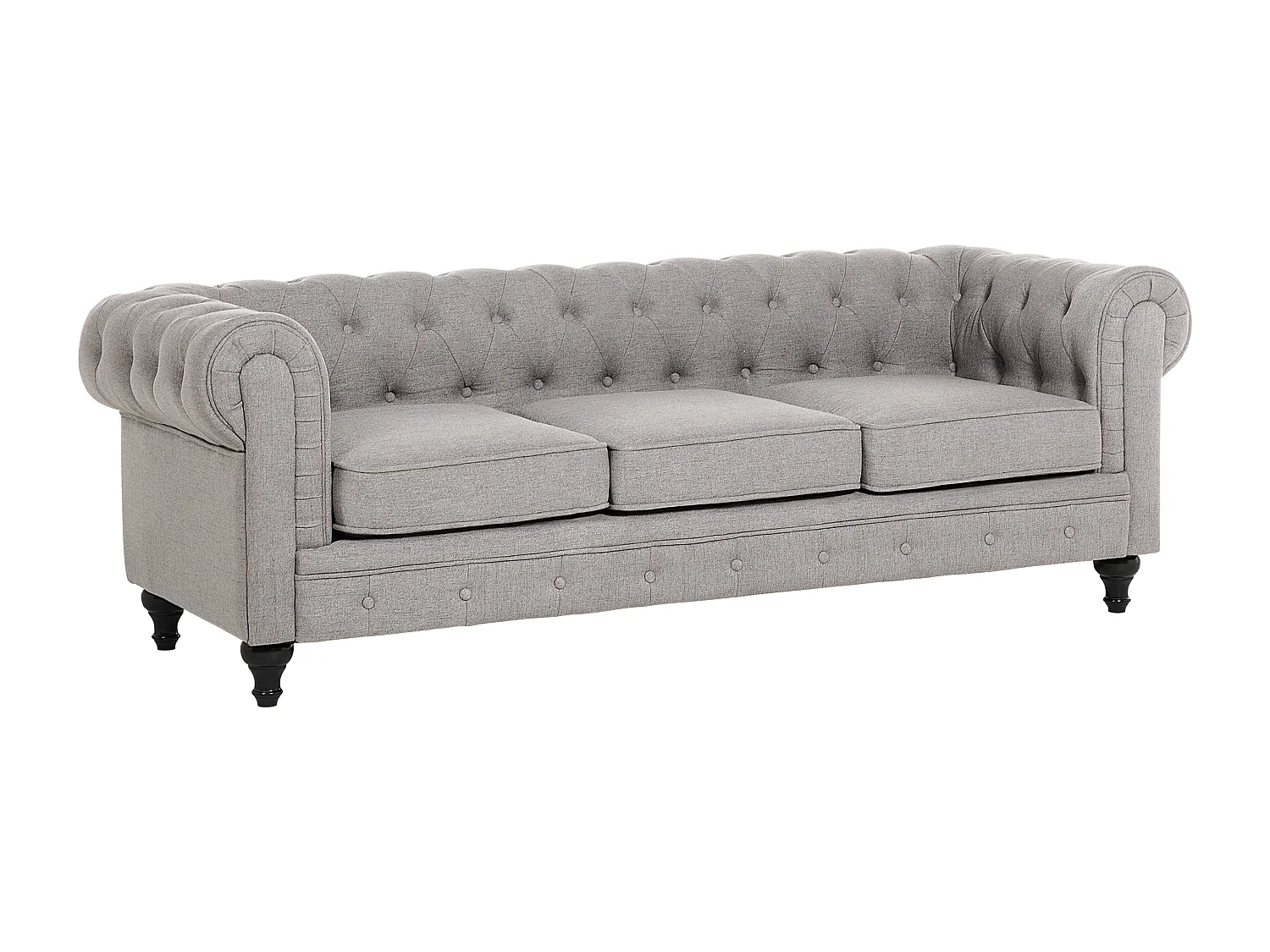 Canapé 3 places CHESTERFIELD Tissu Gris clair