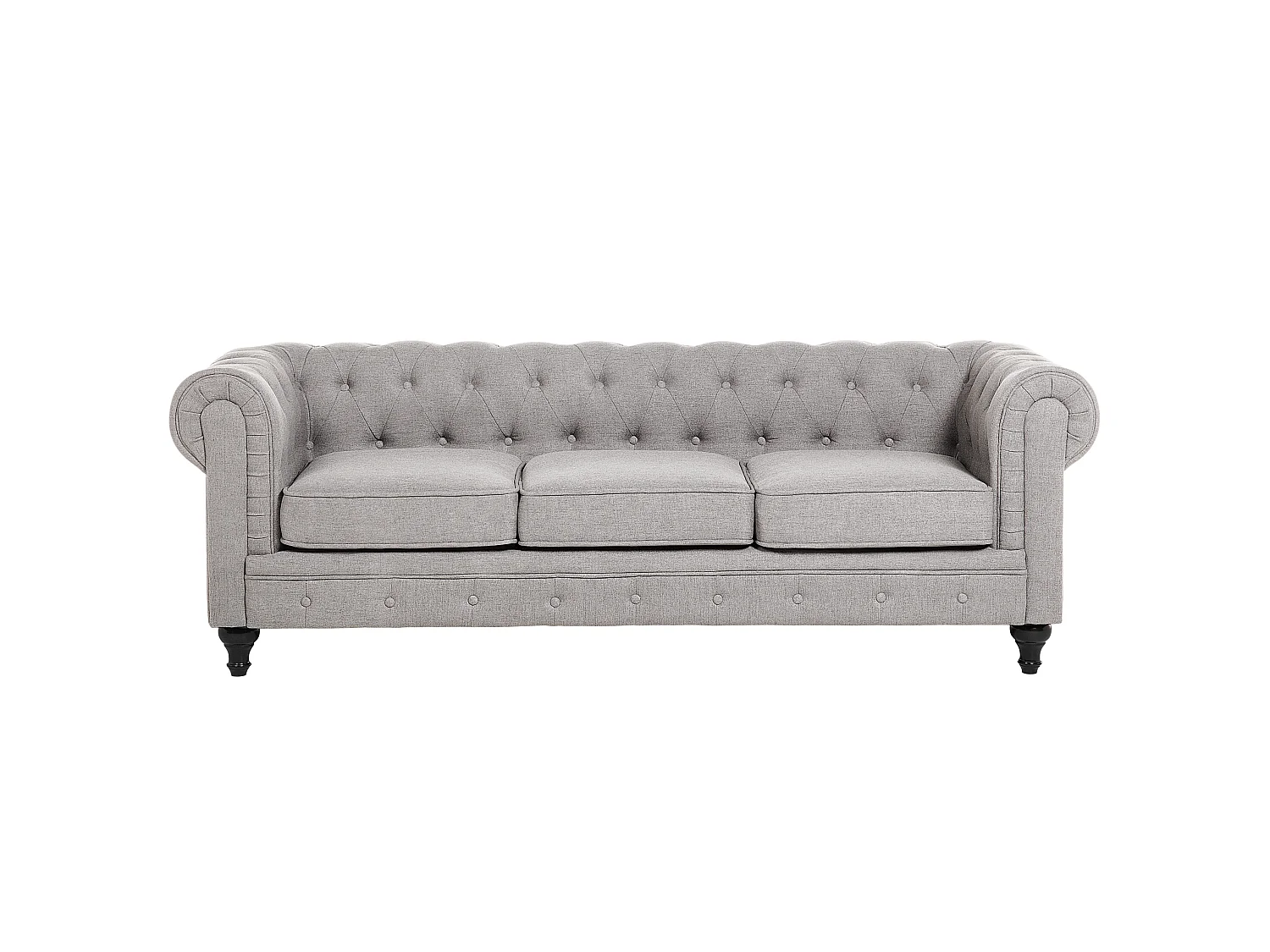 Canapé chesterfield 3 places en coton gris clair