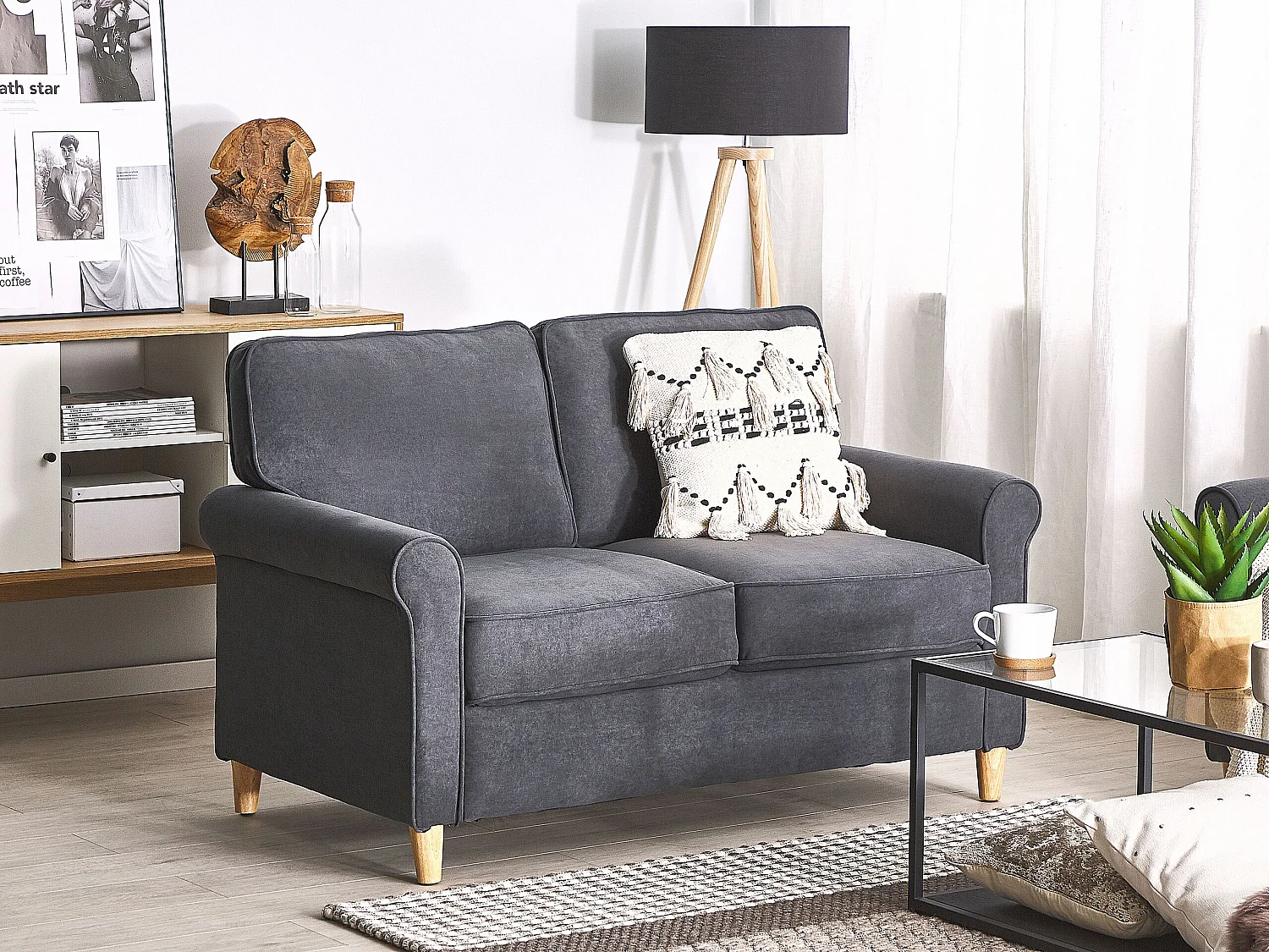 Canapé 2 places RONNEBY Velours Gris foncé