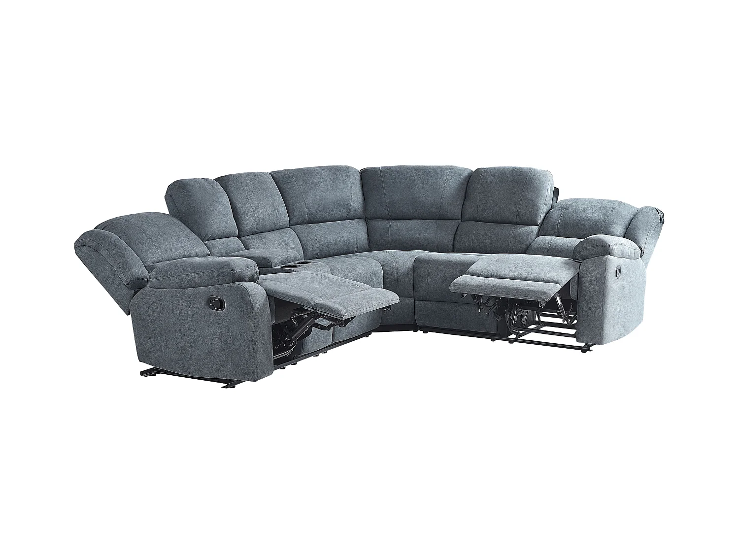 - Canapé d'Angle Relax Manuel - Rokke - Côté droite, en Tissu, Gris Foncé