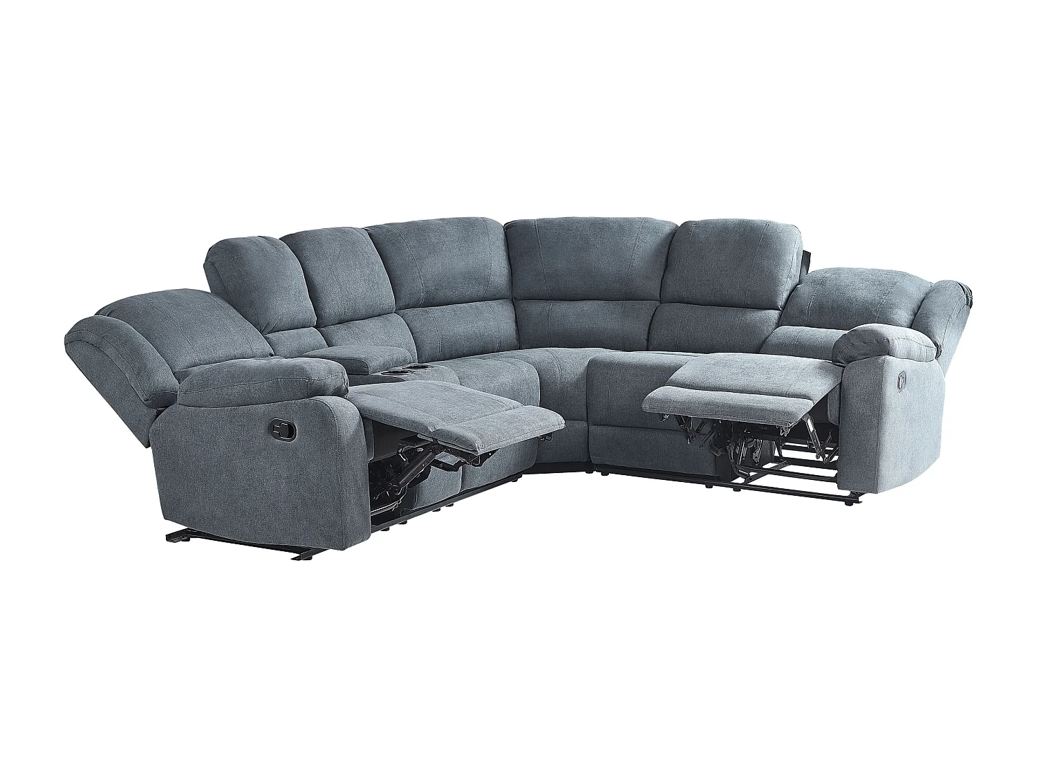 - Canapé d'Angle Relax Manuel - Rokke - Côté droite, en Tissu, Gris Foncé