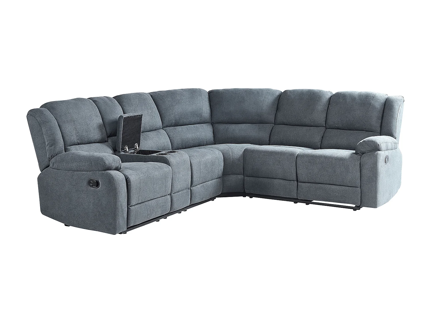 - Canapé d'Angle Relax Manuel - Rokke - Côté droite, en Tissu, Gris Foncé