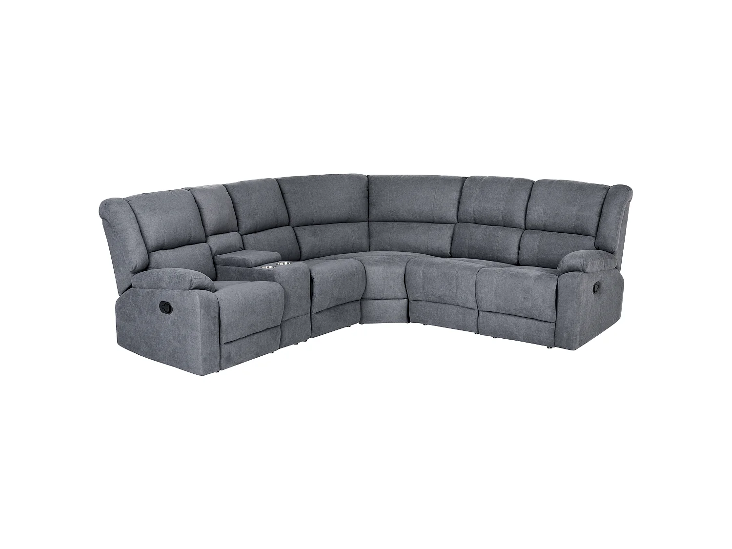 Canapé d'angle relax manuel ROKKE Tissu Gris 5 places Côté gauche