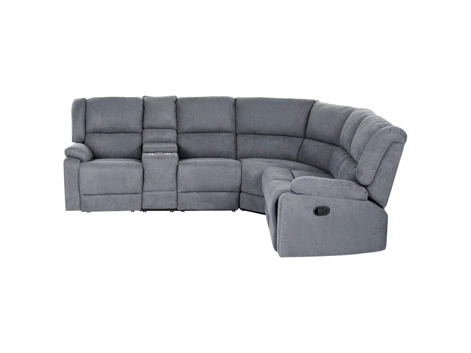 Canapé d'angle relax manuel ROKKE Tissu Gris 5 places Côté gauche