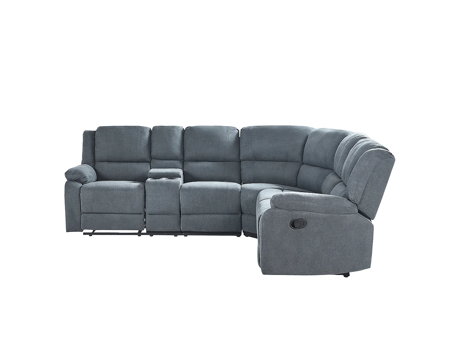 Canapé d'angle relax manuel ROKKE Tissu Gris 5 places Côté gauche