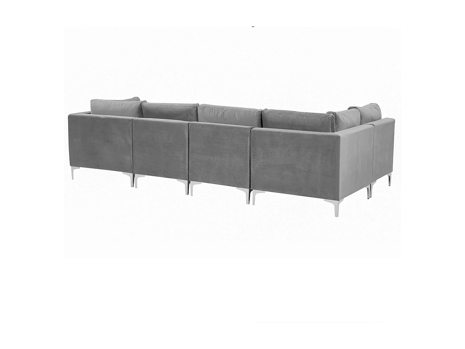 Modulaire hoekbank EVJA Fluweel Grijs Met ottomaan 5-zitter Rechterzijde