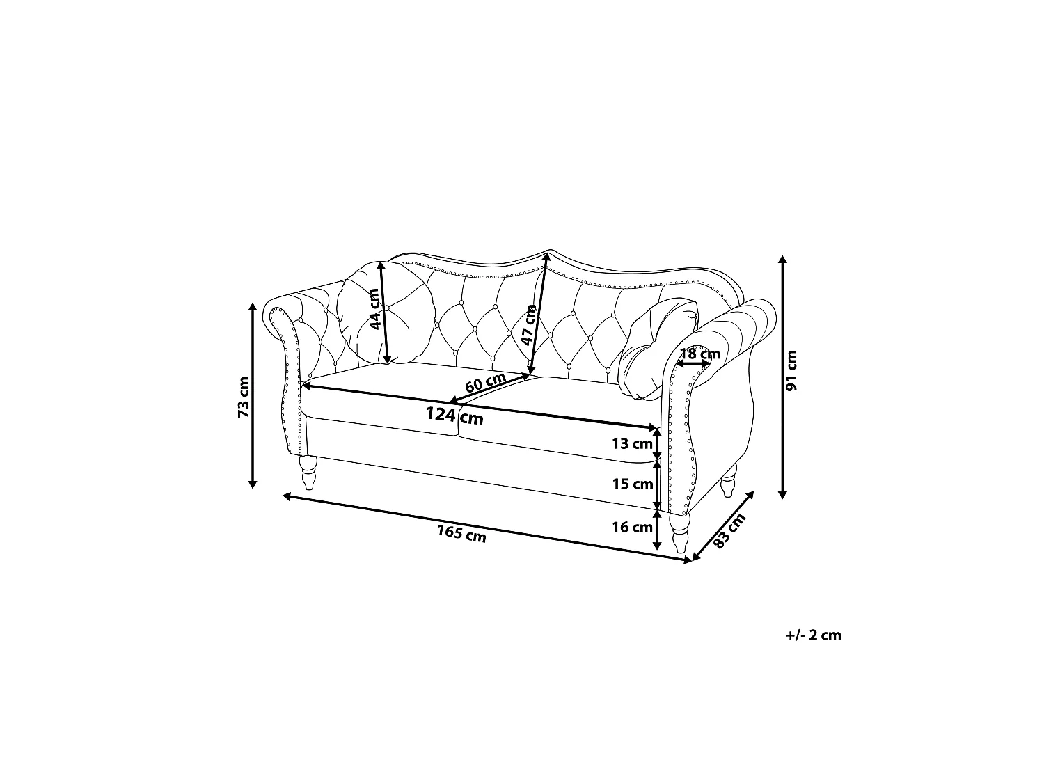 Canapé 2 places SKIEN Velours Noir