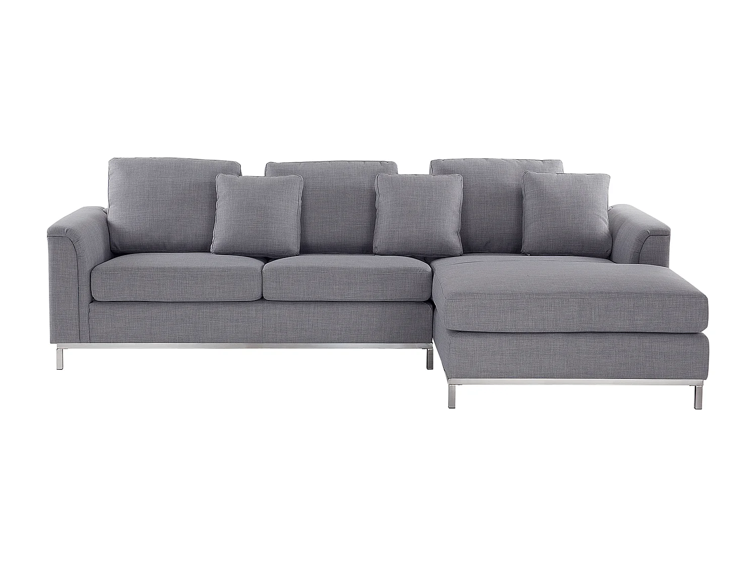 Canapé d'angle OSLO Tissu Gris clair 4 places Côté gauche