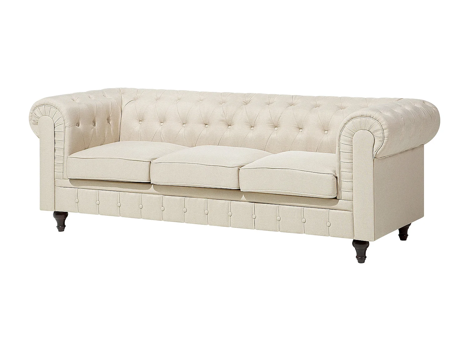 Sofá CHESTERFIELD Tela Beige 3 plazas