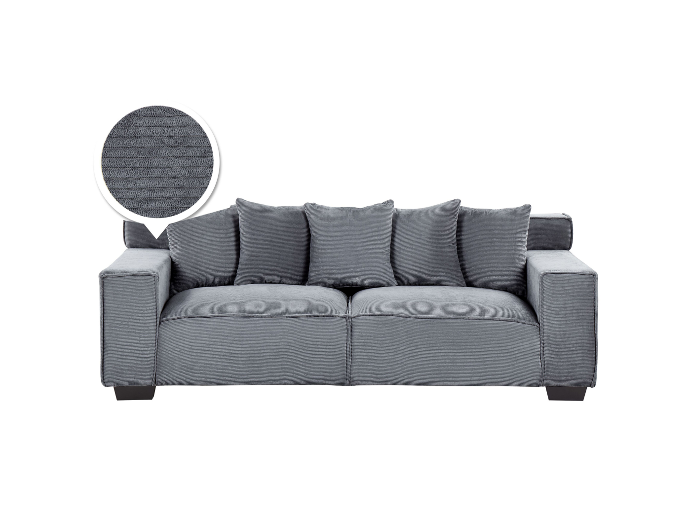 3-Sitzer Sofa Cord dunkelgrau mit Kissen VISKAN