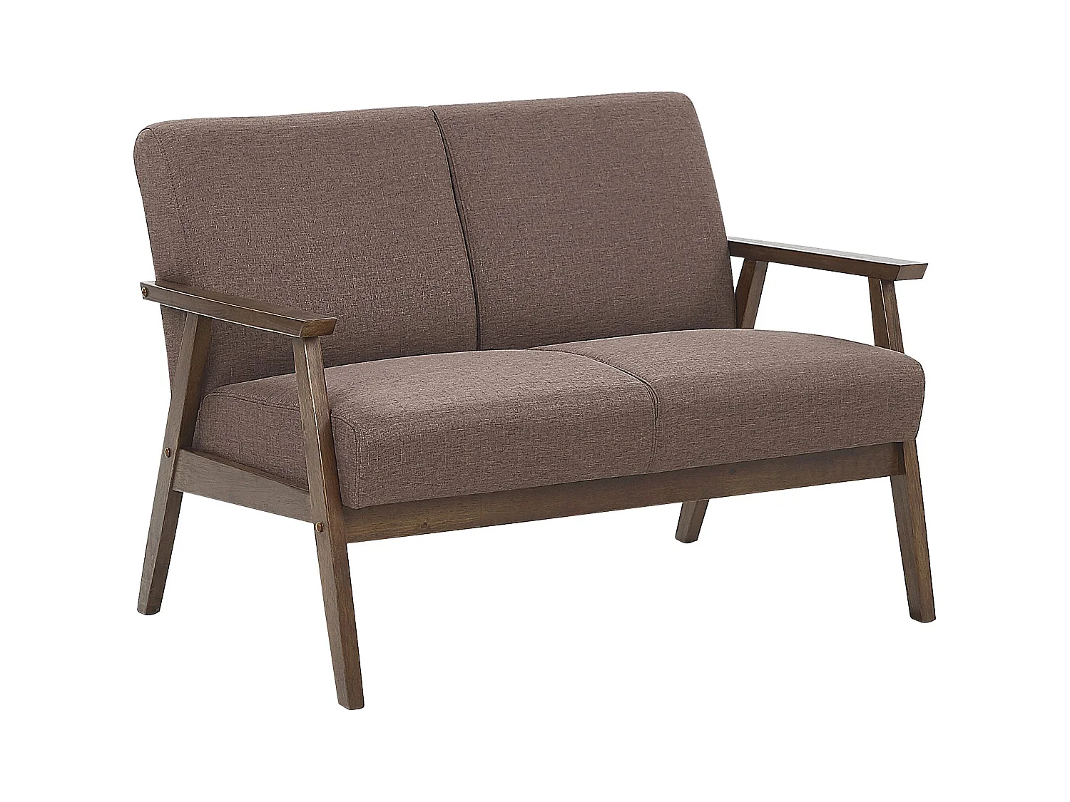 Retro 2-Sitzer Sofa mit Polsterbezug braun Holzgestell Federkern Asnes