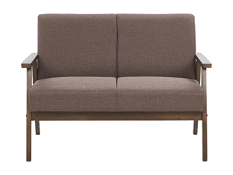 Retro 2-Sitzer Sofa mit Polsterbezug braun Holzgestell Federkern Asnes