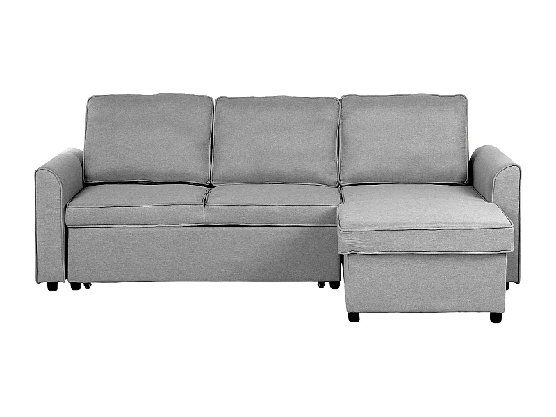 Eckschlafsofa NESNA Stoff Hellgrau mit Stauraum 3-Sitzer linksseitig