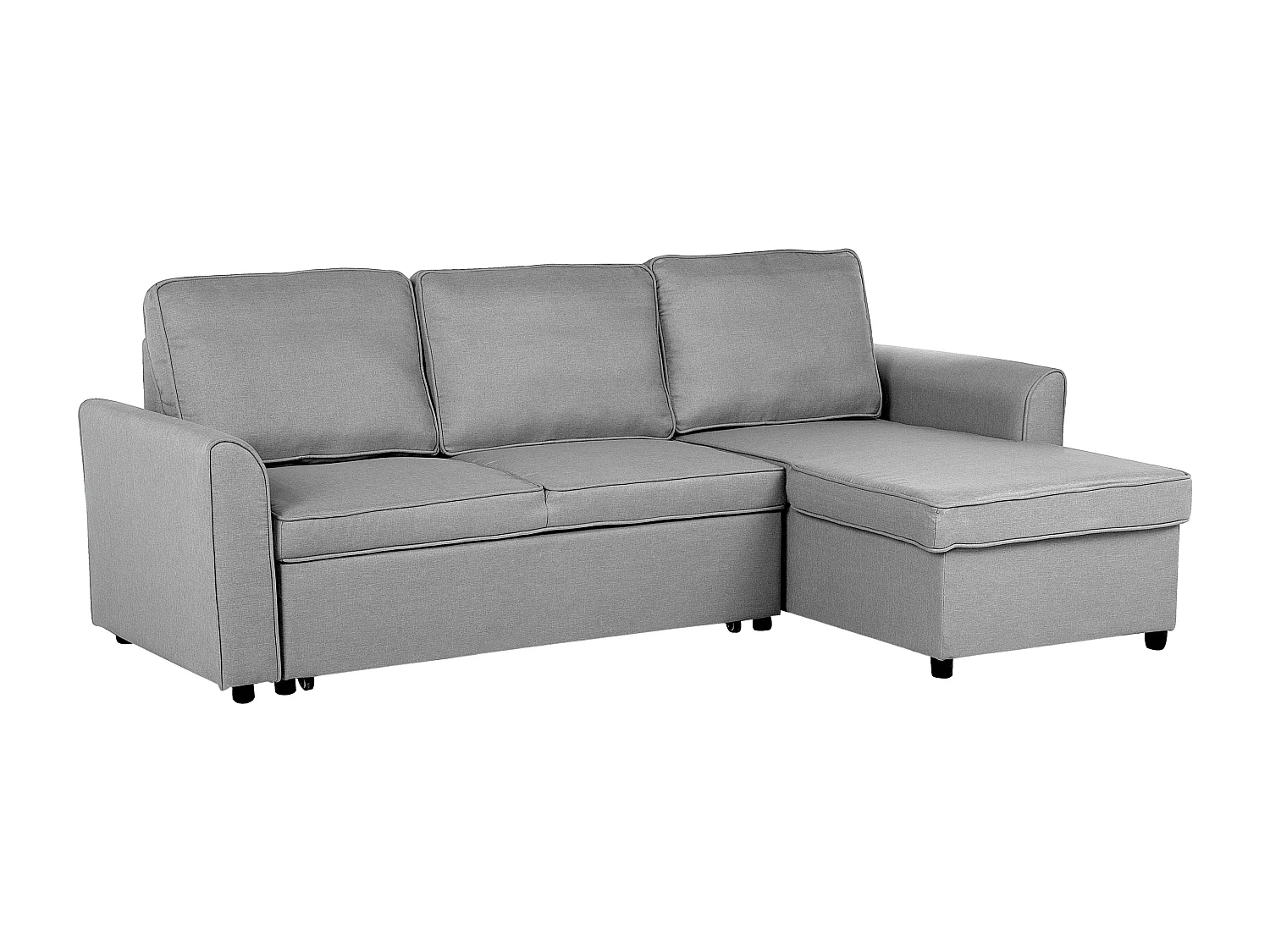 Eckschlafsofa NESNA Stoff Hellgrau mit Stauraum 3-Sitzer linksseitig