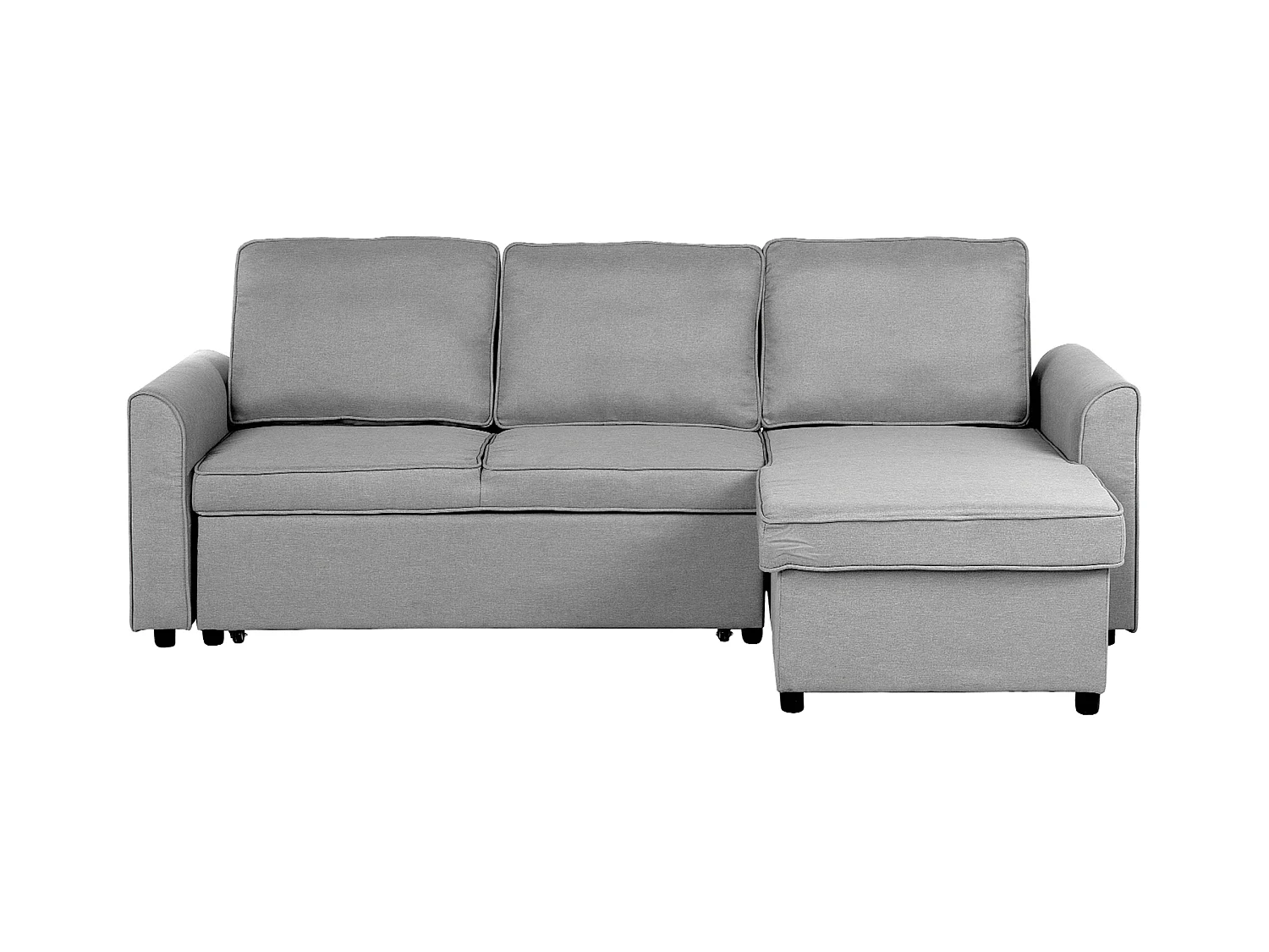 - Canapé Angle à droite - Nesna - Avec Rangement, Tissu, Gris Clair