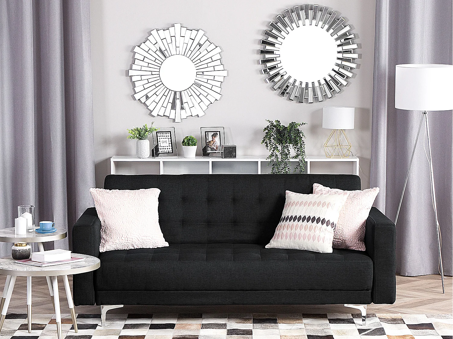 Canapé-lit 3 places ABERDEEN Tissu Gris graphite