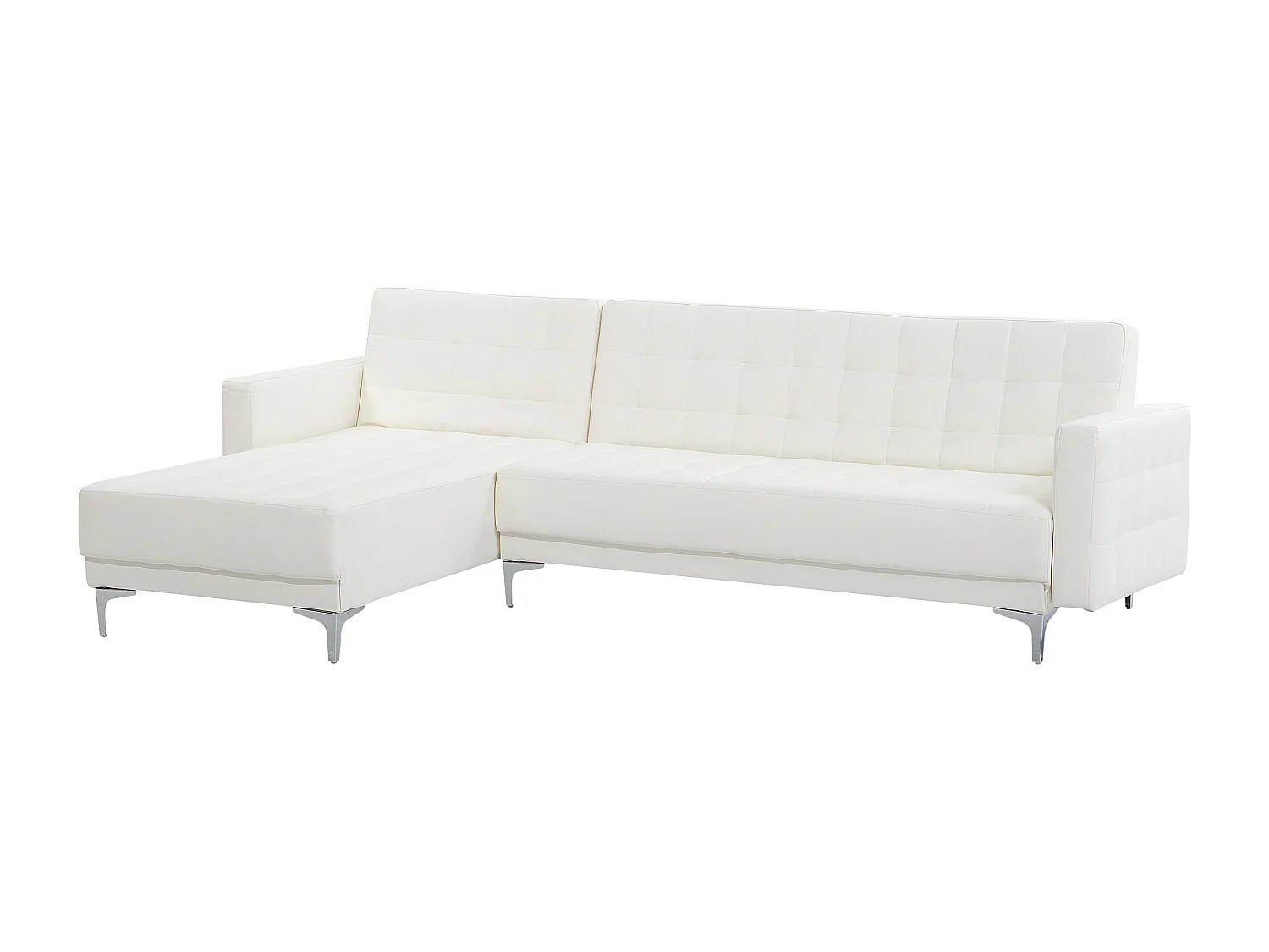 Canapé Angle à gauche Modulable Convertible Cuir PU Blanc Moderne Classique Aberdeen