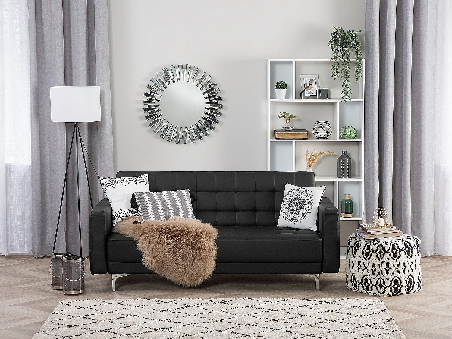 Canapé-lit 3 places ABERDEEN Cuir PU Noir