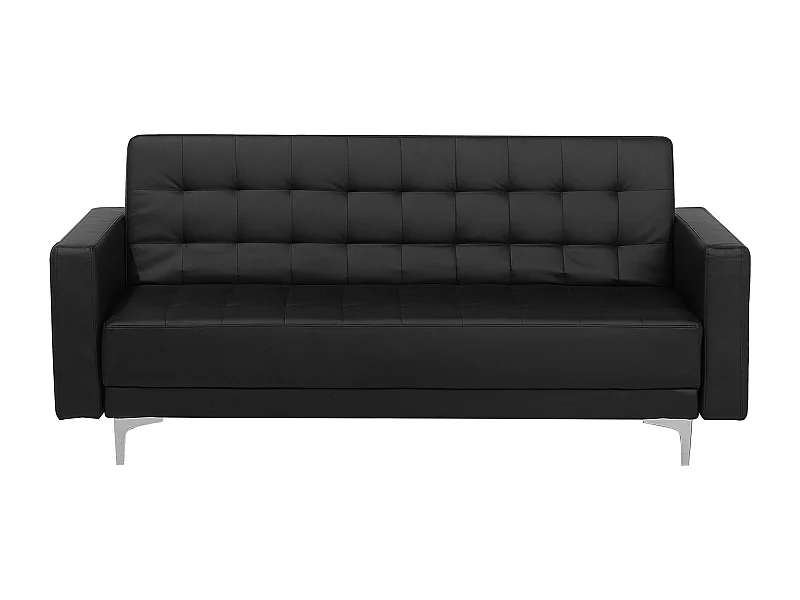 Divano letto ABERDEEN Pelle sintetica Nero 3 posti