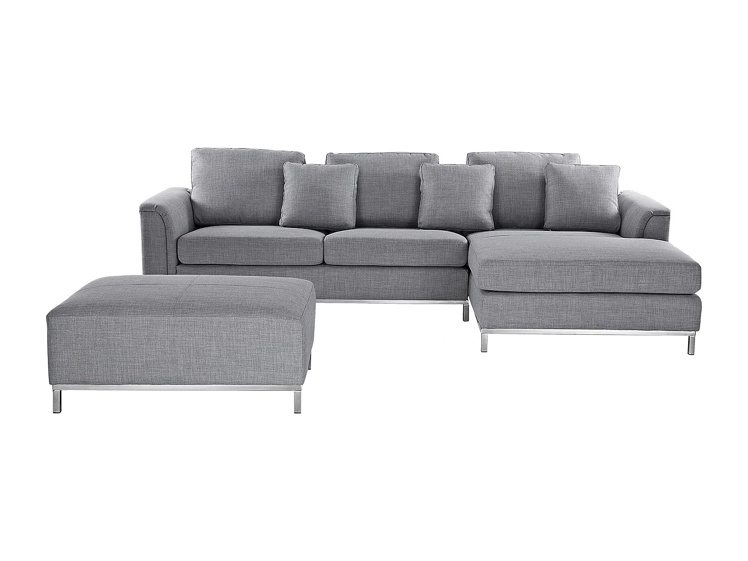Hoekbank OSLO Stof Lichtgrijs Met ottomaan 5-zitter Linkerzijde