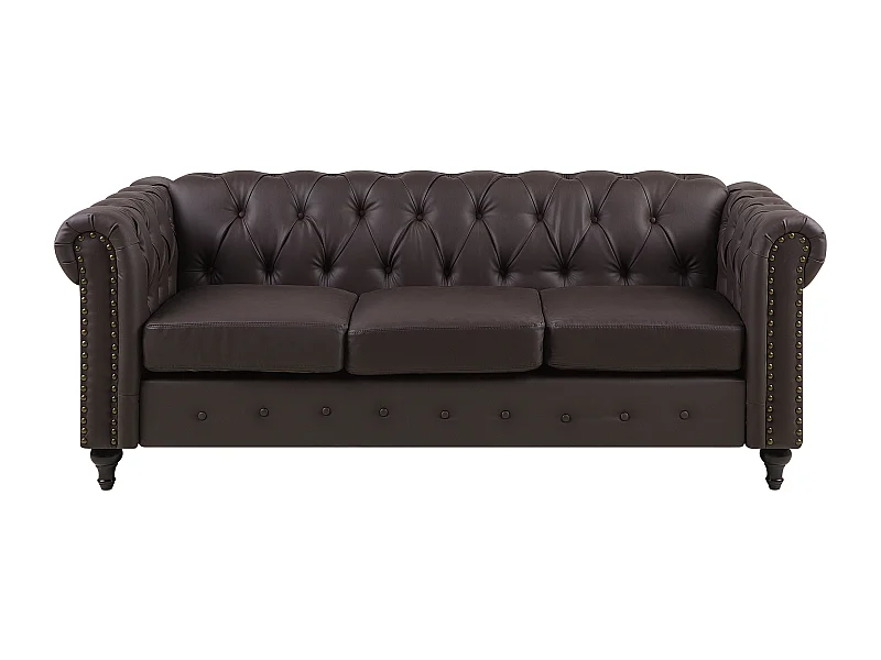 Divano CHESTERFIELD Pelle sintetica Marrone scuro 3 posti
