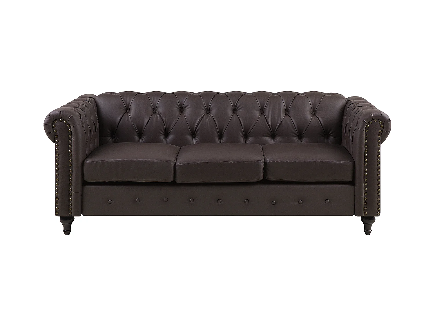 Canapé 3 places CHESTERFIELD Cuir PU Marron foncé