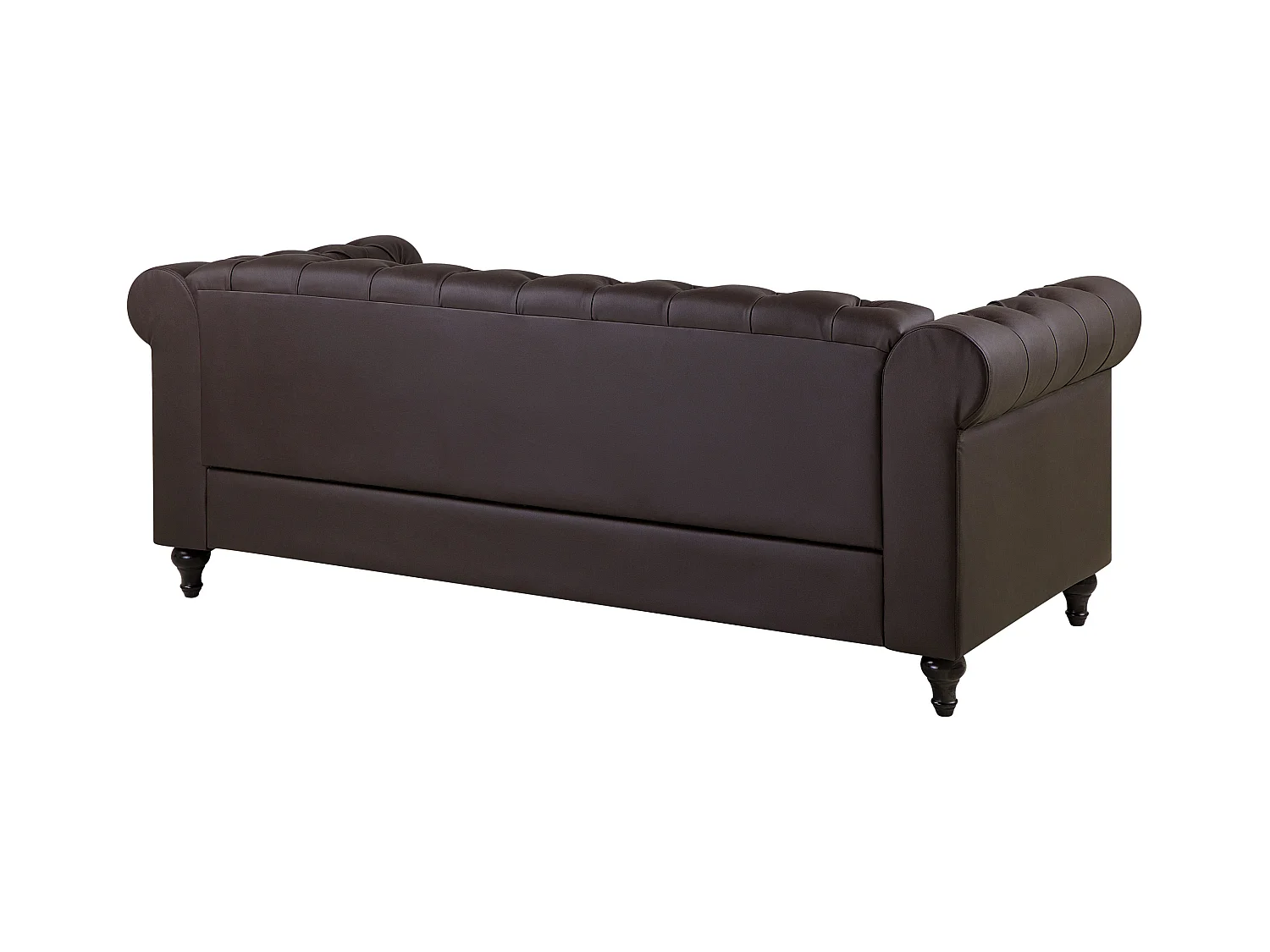 Edles, modernes 3-Sitzer-Sofa aus Kunstleder in Dunkelbraun Chesterfield