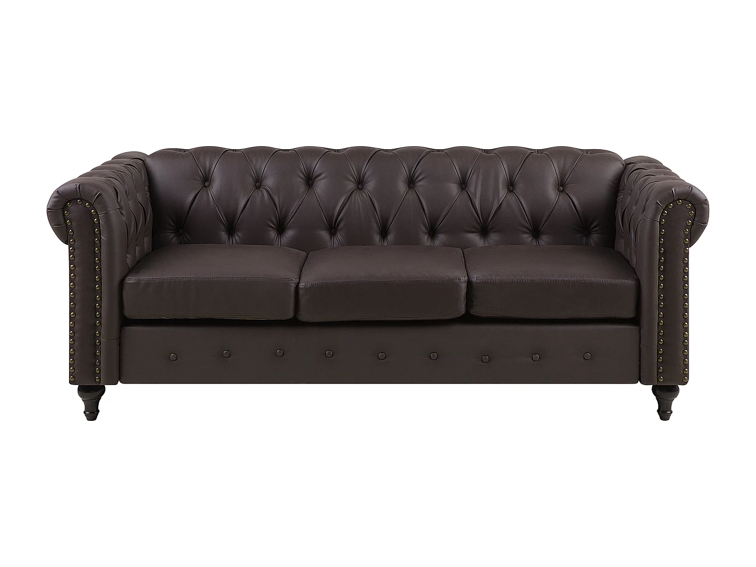 Bank CHESTERFIELD Kunstleer Donkerbruin 3-zitter