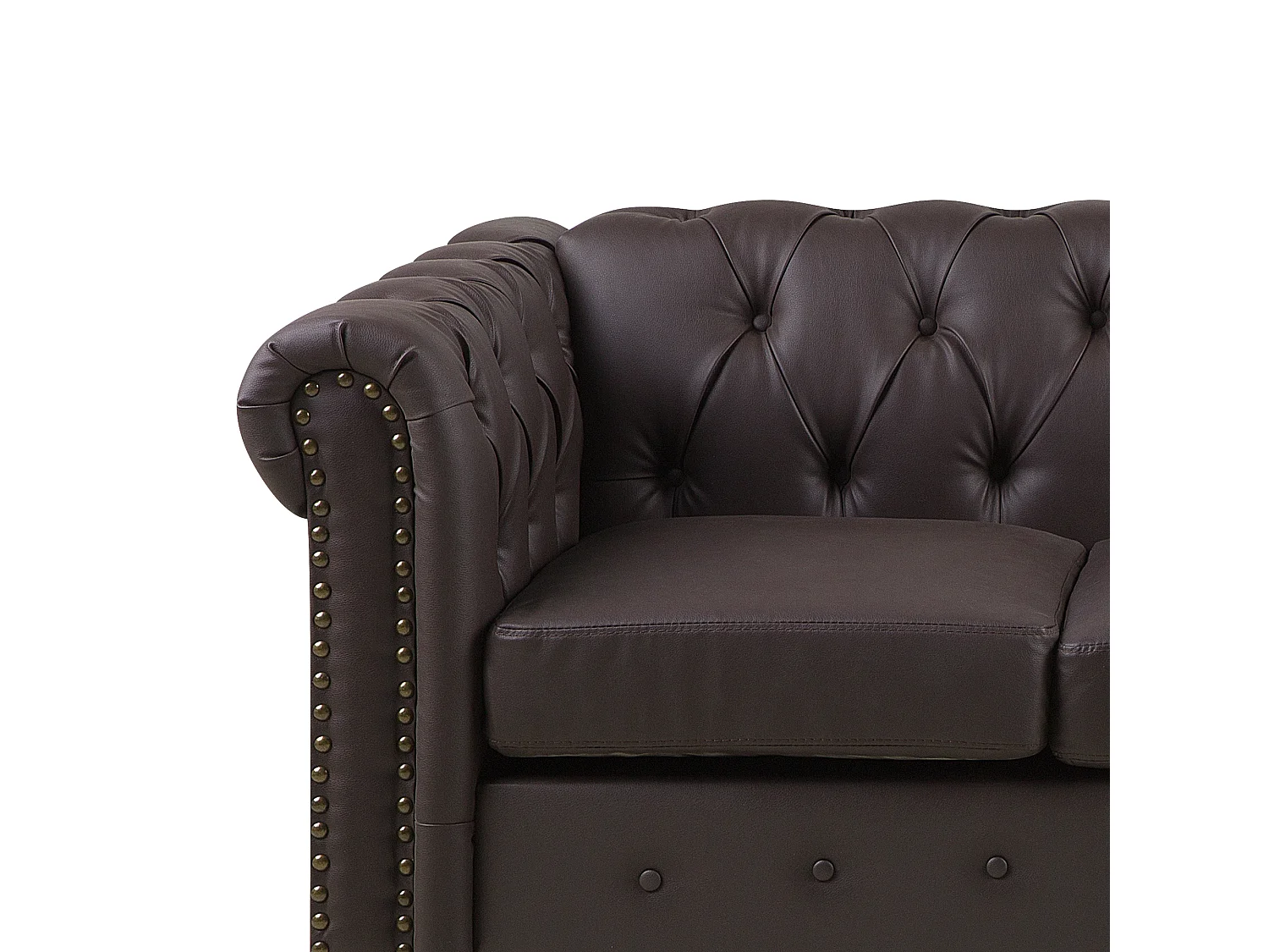 Bank CHESTERFIELD Kunstleer Donkerbruin 3-zitter