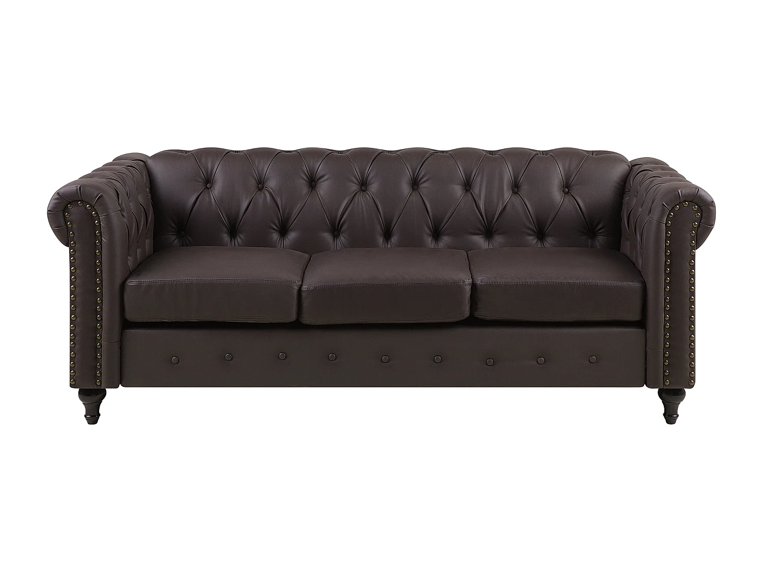 Bank CHESTERFIELD Kunstleer Donkerbruin 3-zitter