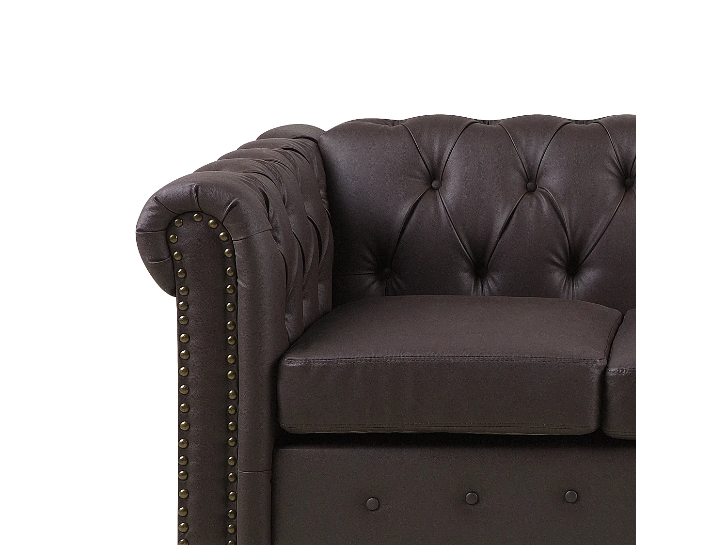 Bank CHESTERFIELD Kunstleer Donkerbruin 3-zitter