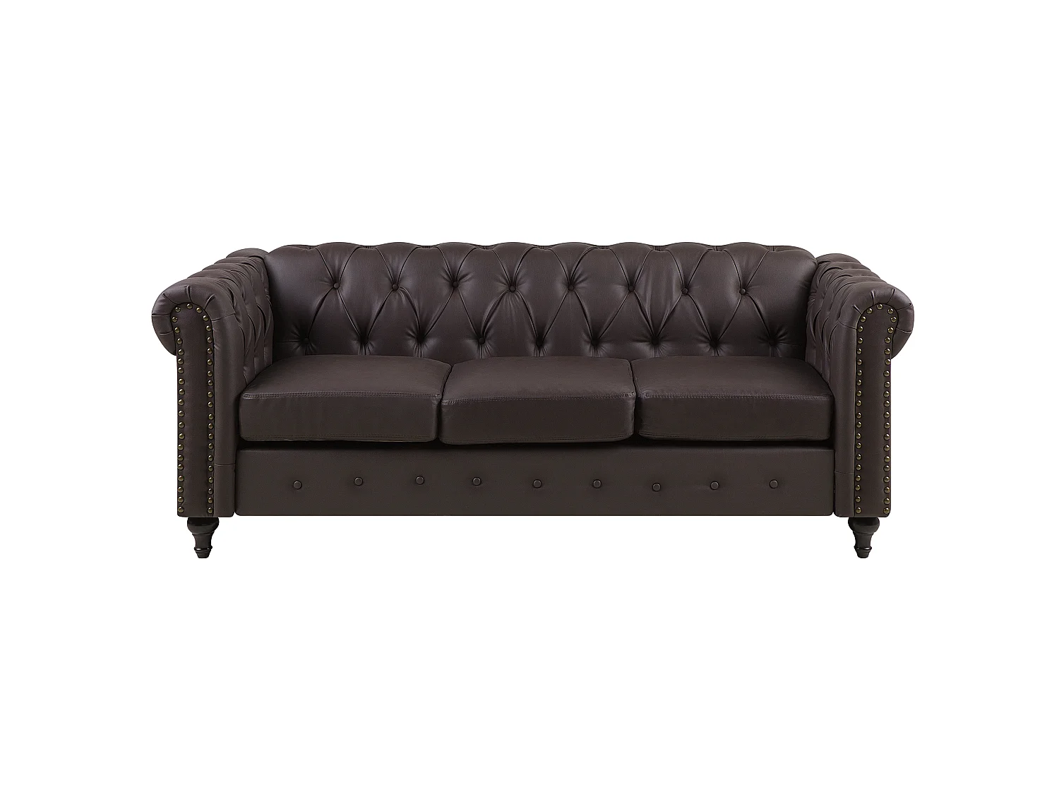 Bank CHESTERFIELD Kunstleer Donkerbruin 3-zitter