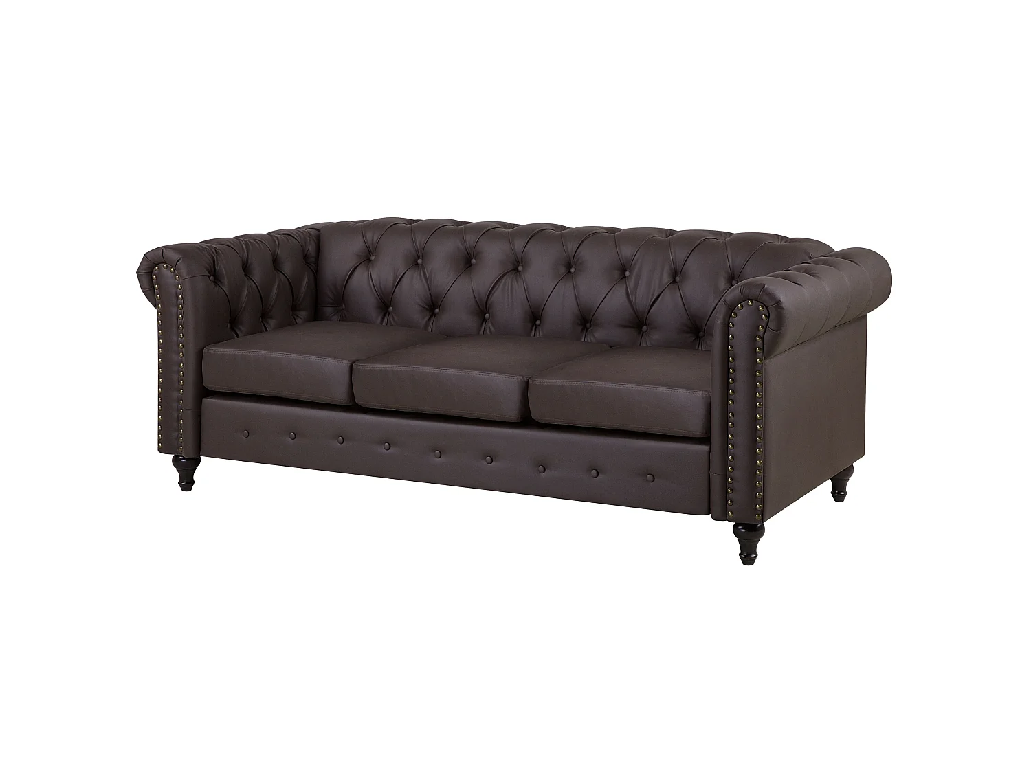 Bank CHESTERFIELD Kunstleer Donkerbruin 3-zitter