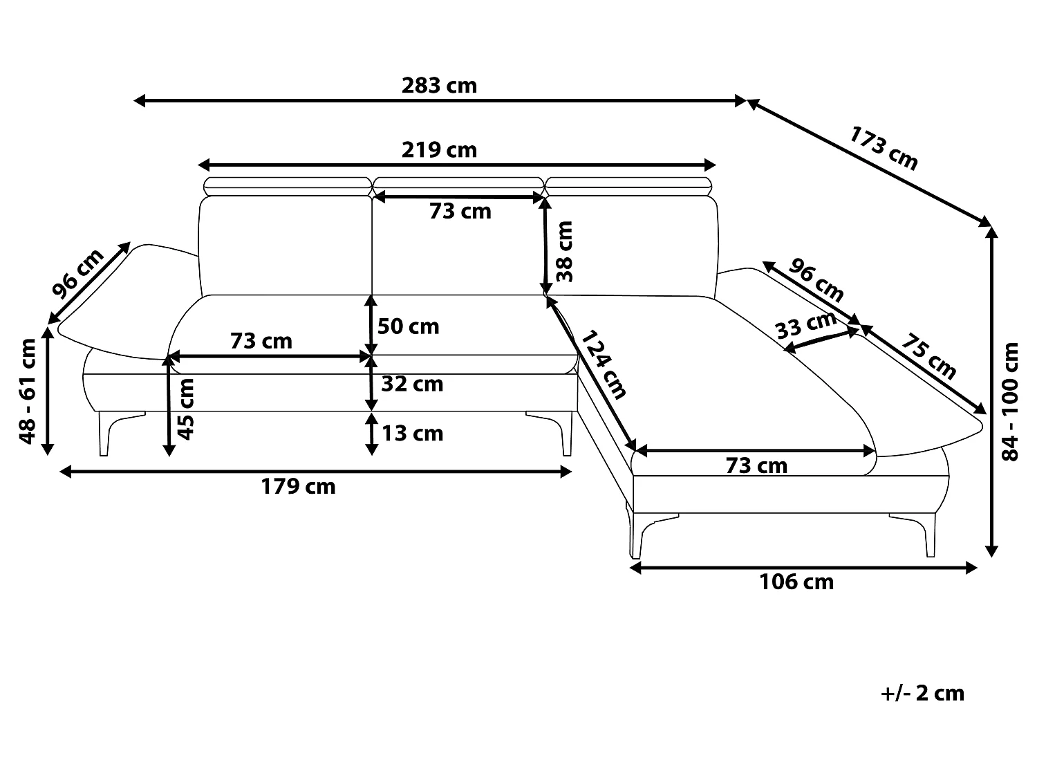 Hoekbank leer beige linkszijdig FARILA