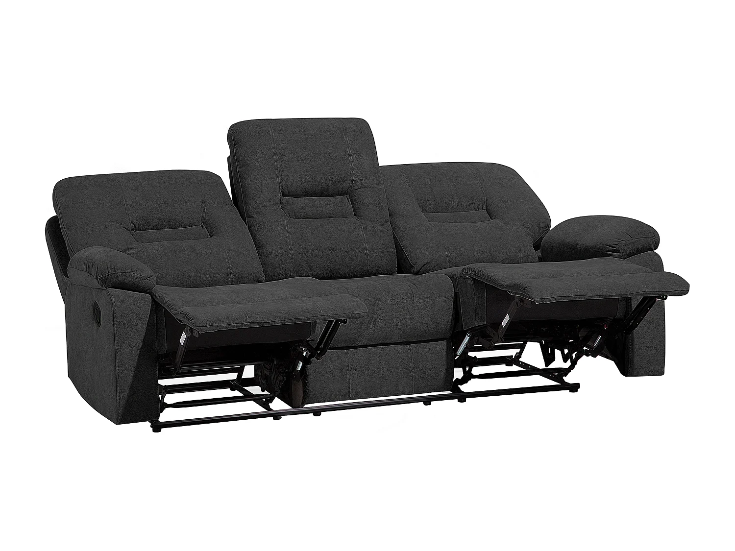 Sofá reclinável manual BERGEN Tecido Cinzento escuro 3 lugares