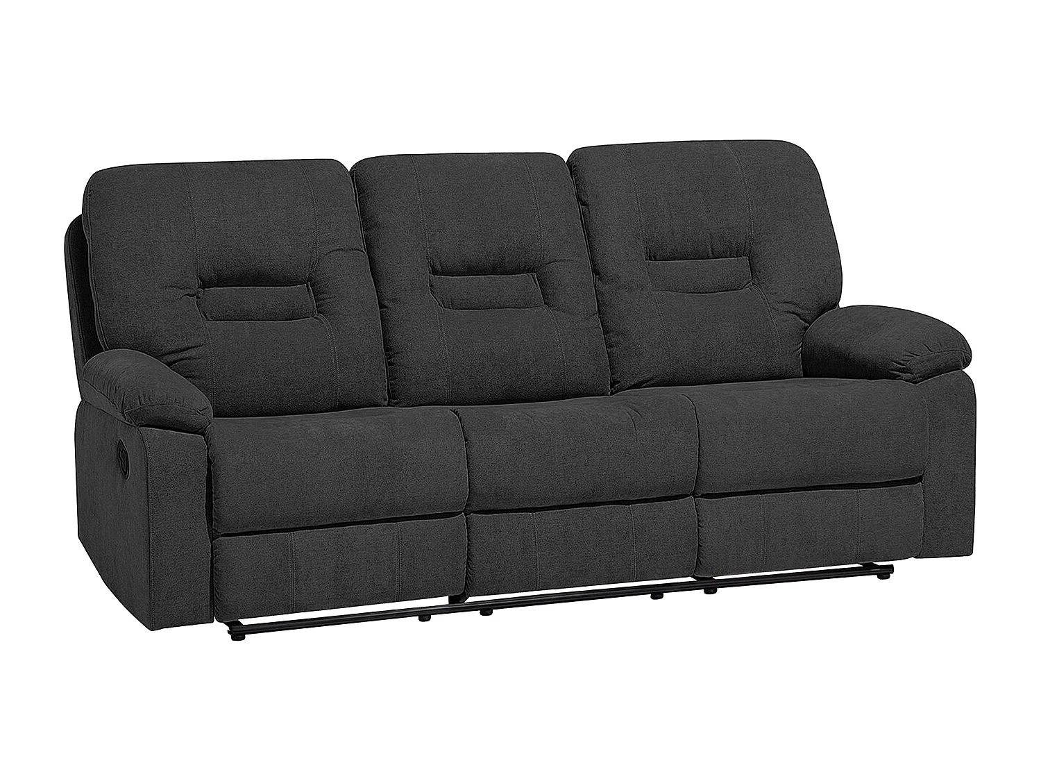 Sofá reclinável manual BERGEN Tecido Cinzento escuro 3 lugares