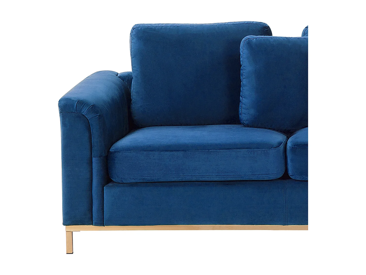 Hoekbank met ottomaan fluweel marineblauw linkszijdig OSLO