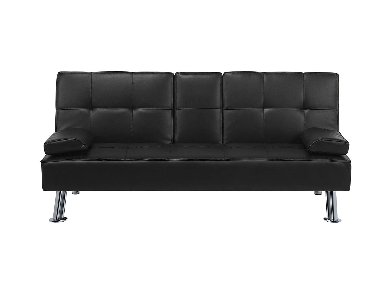 3-Sitzer Schlafsofa Kunstleder schwarz integrierter Tisch Klapparmlehne Roxen
