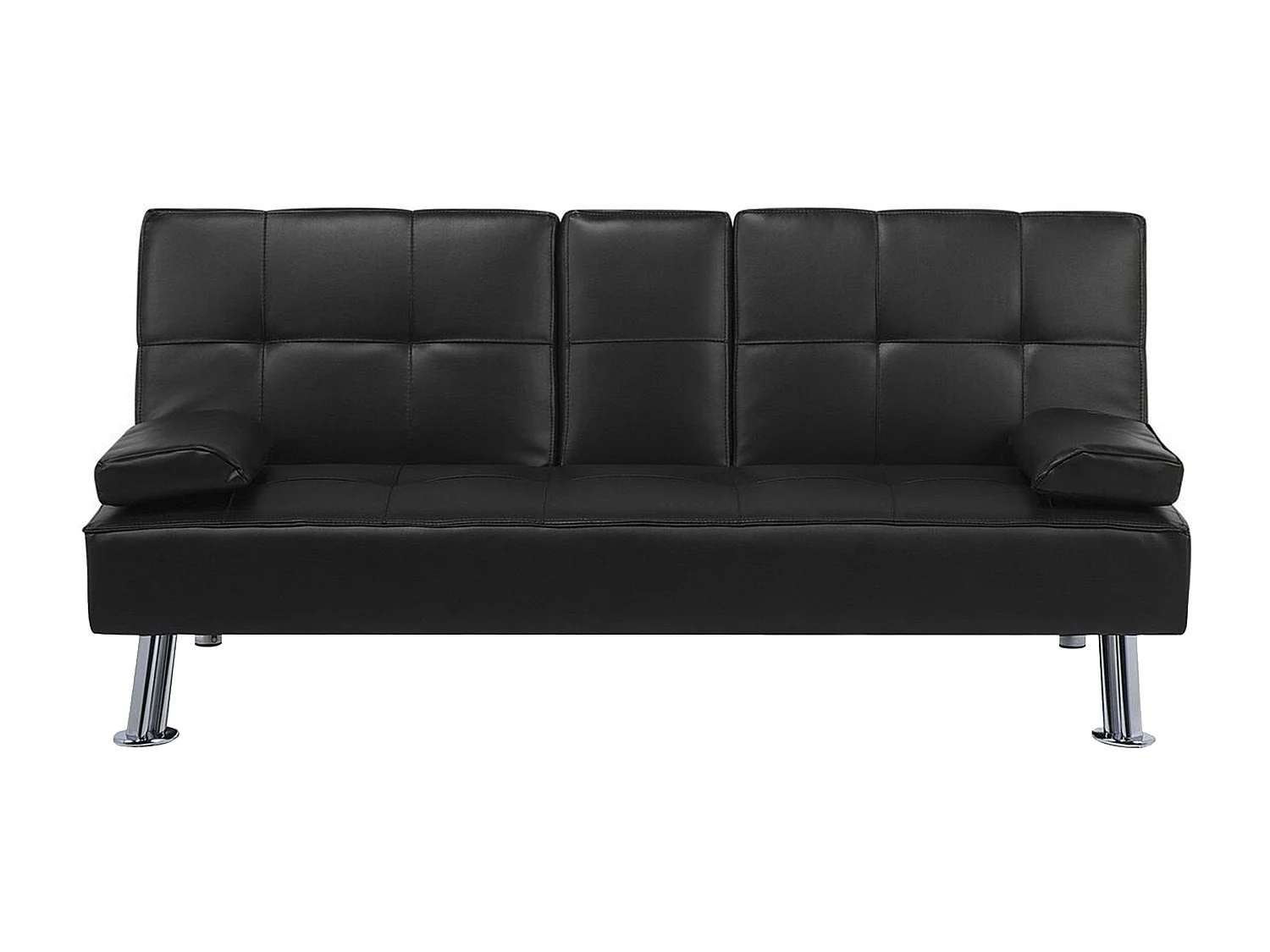 Schlafsofa ROXEN Kunstleder Schwarz 3-Sitzer