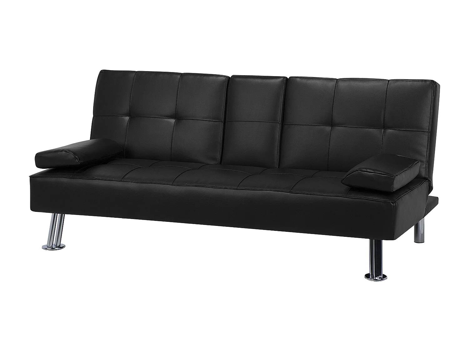 Schlafsofa ROXEN Kunstleder Schwarz 3-Sitzer