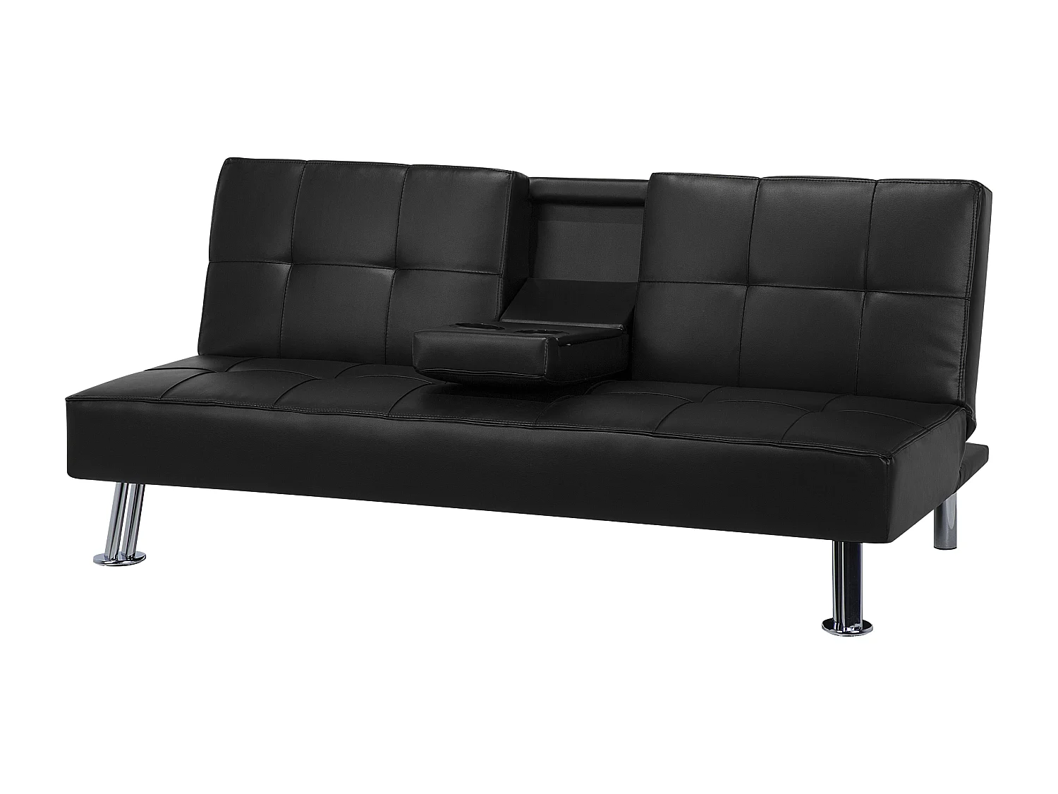 Schlafsofa ROXEN Kunstleder Schwarz 3-Sitzer