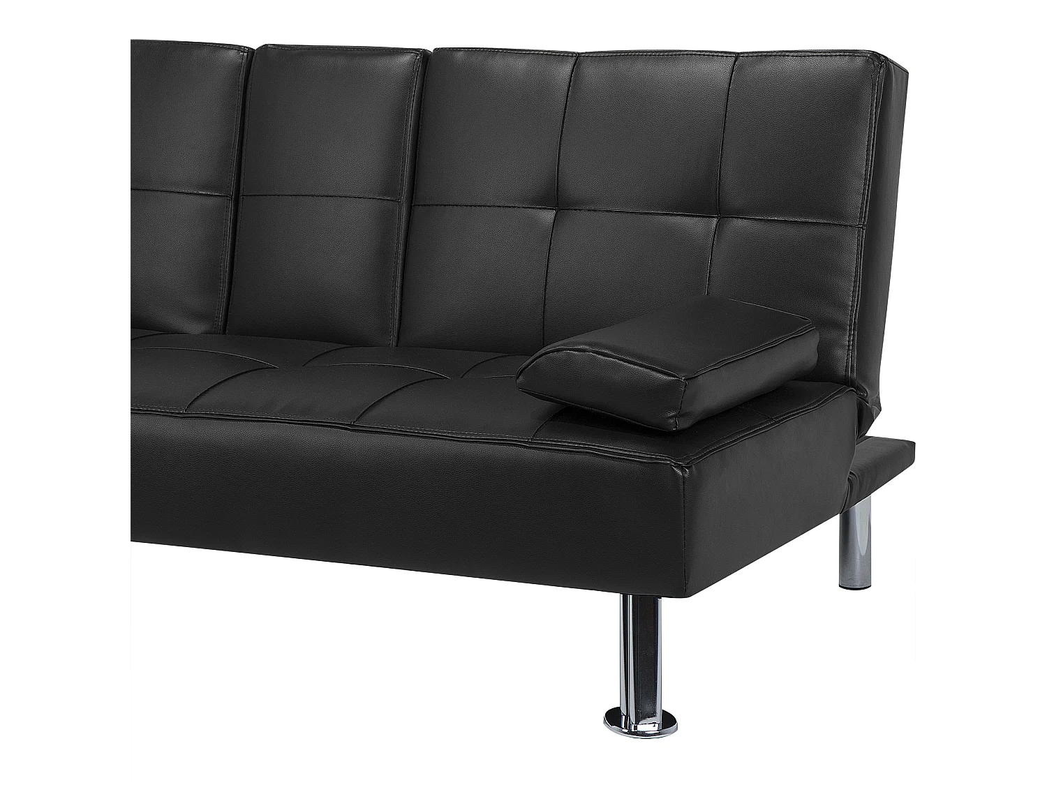 Schlafsofa ROXEN Kunstleder Schwarz 3-Sitzer