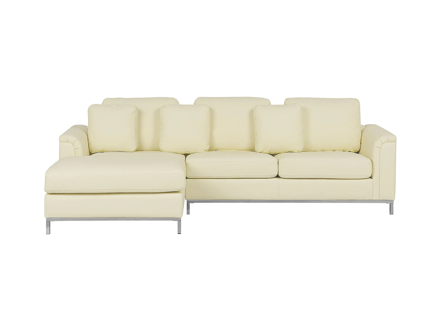 Modernes Ecksofa Echtleder 3 Zierkissen beige rechtsseitig Oslo