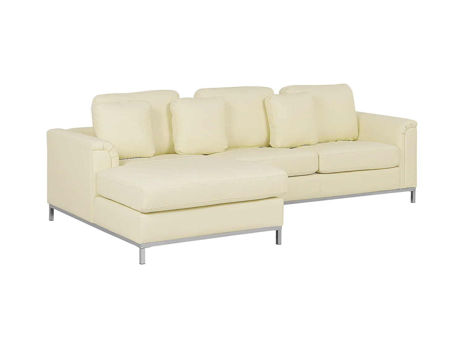 Modernes Ecksofa Echtleder 3 Zierkissen beige rechtsseitig Oslo