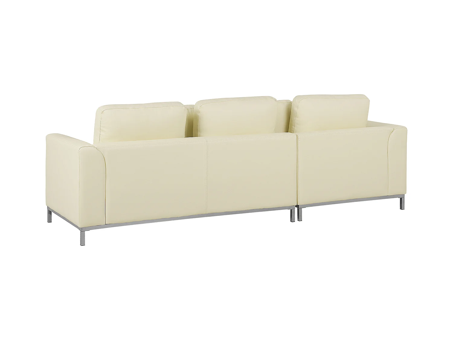 Modernes Ecksofa Echtleder 3 Zierkissen beige rechtsseitig Oslo