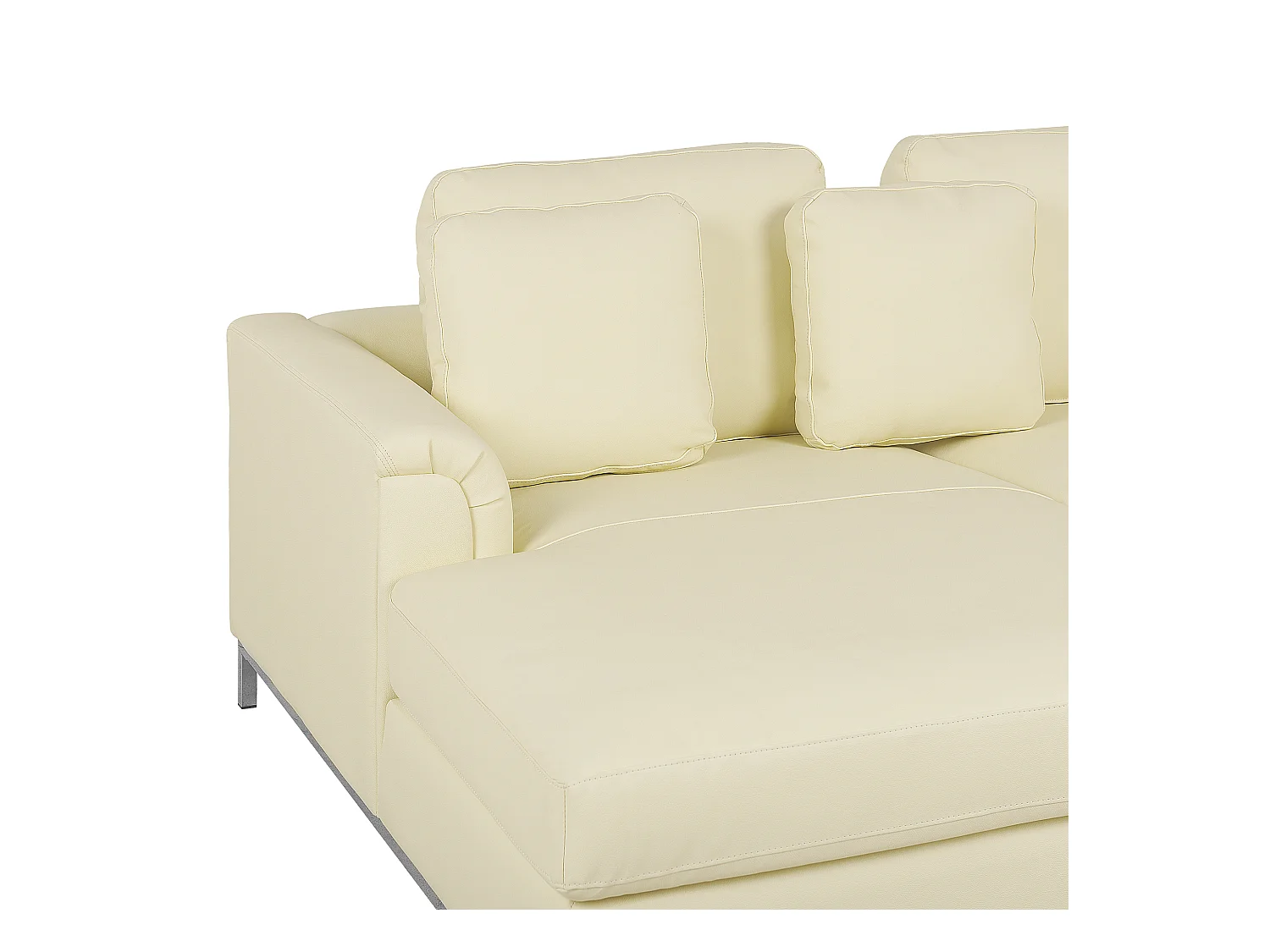 Modernes Ecksofa Echtleder 3 Zierkissen beige rechtsseitig Oslo