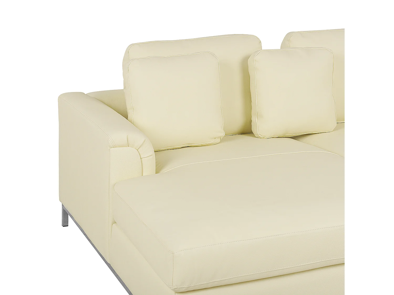 Canapé Angle à gauche en Cuir Véritable Beige Dossier Matelassé Housses Amovibles Oslo