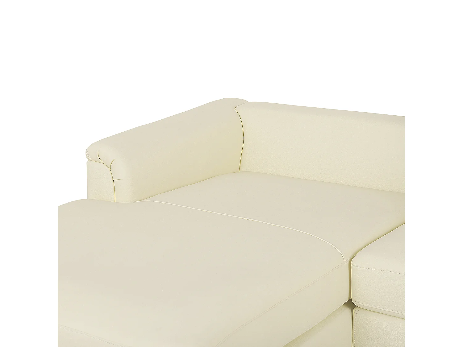 Canapé Angle à gauche en Cuir Véritable Beige Dossier Matelassé Housses Amovibles Oslo