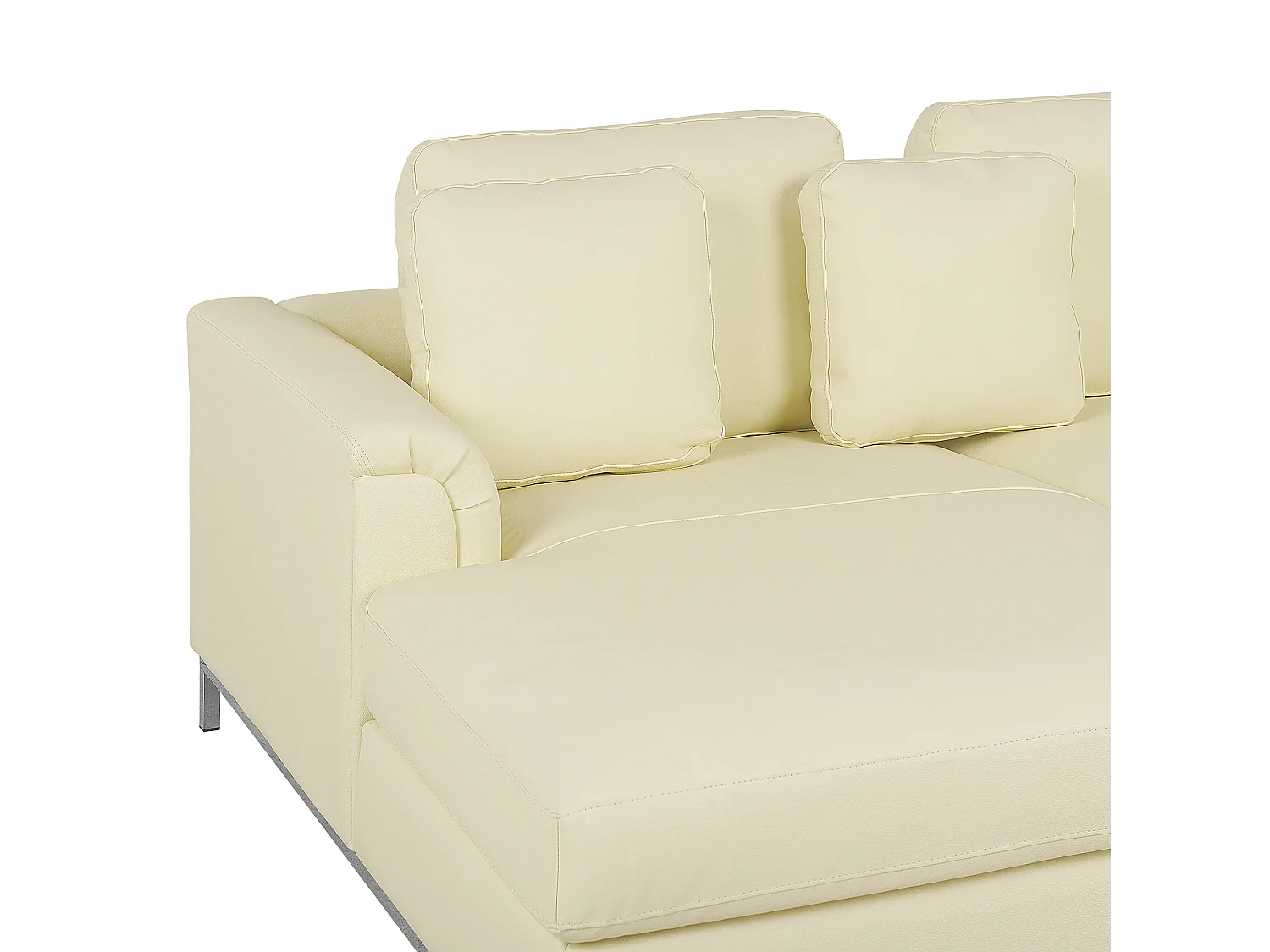 Canapé Angle à gauche en Cuir Véritable Beige Dossier Matelassé Housses Amovibles Oslo